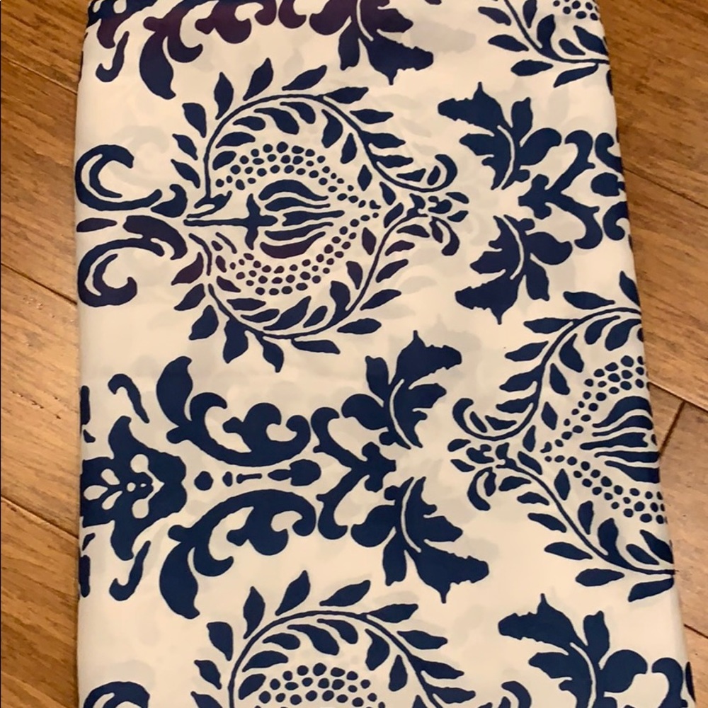 White and Navy blue Shower Curtain